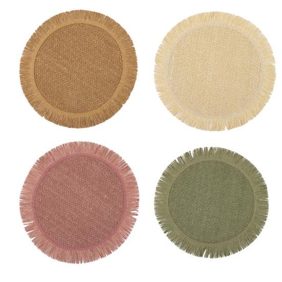 Jogo Americano Redondo de Papel Tecido à Mão Resistente ao Calor com Borda de Franja Absorvente Elegante Decoração de Jantar para Casa e Restaurante