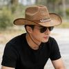 Sombrero de Paja Británico de Moda para Hombre Verano Ala Ancha Sombrilla Hueco Transpirable Viaje Playa Gorra Cubo Sombrero Vaquero Masculino Exterior
