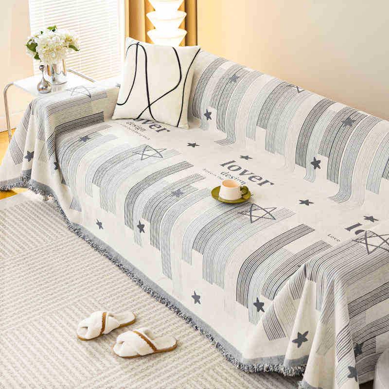 Premium Versatile Sofa Cover: Full-Size Luxury Fabric Protector, Cat Scratch-Resistant, All-Season Use.