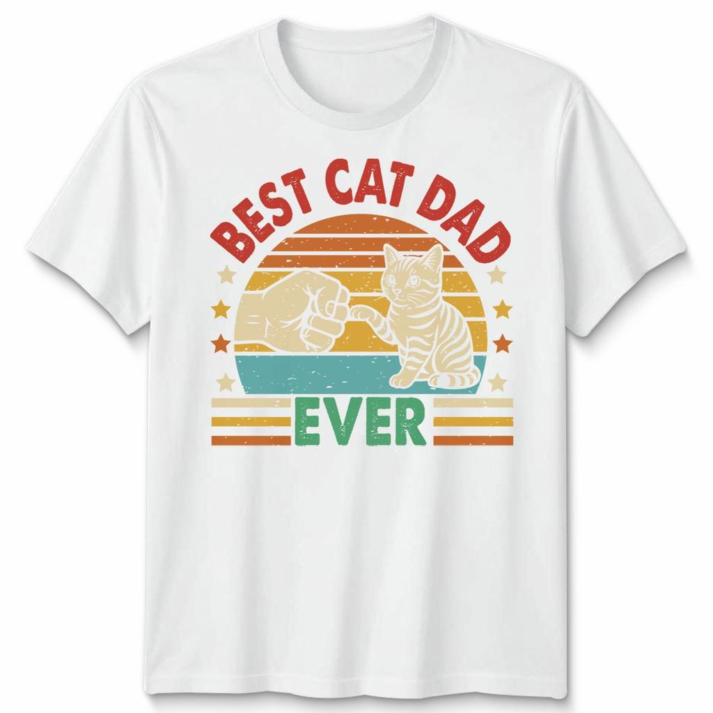 Best Cat Dad Ever Unisexs T Shirt Vintage Inspired Cat Graphic Tee