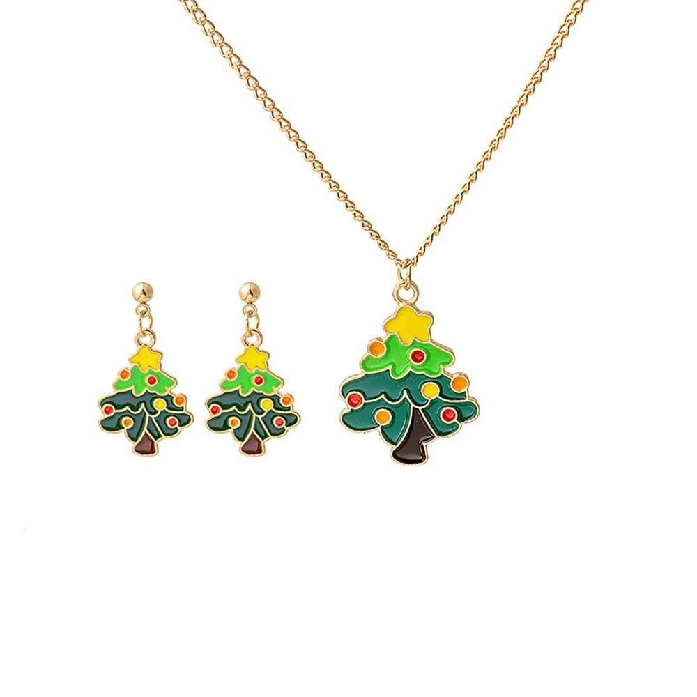 Jewelry Christmas Tree Earring Necklace Set Dangle Earring Christmas Necklace Christmas Earrings