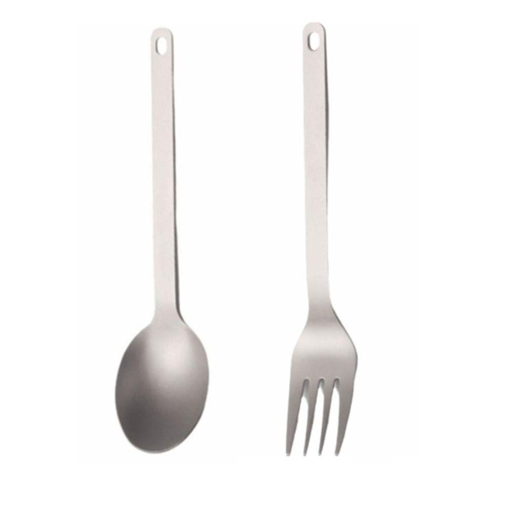 

2 Pcs/Set Portable Titanium Cutlery Set Reusable Utensils Durable Flatware Set BBQ Picnic Flatware Set