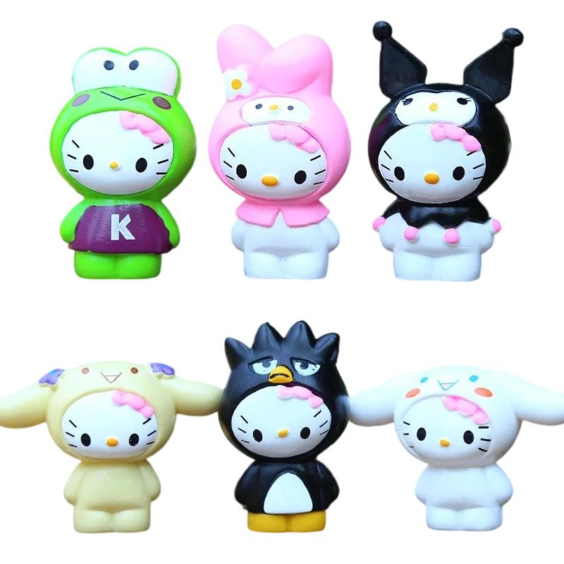 New 6Pcs/Set Anime Sanrio  Action Figure Toys Cute Kuromi Mymelody Cinnamorol Figurine Dolls Children Kids Xmas Gift