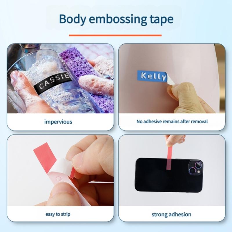 Mechanical Label Maker with 3 Rolls Label Printer Tape Ergomonic Grip Handheld Sticker Maker For Home Kitchen Office