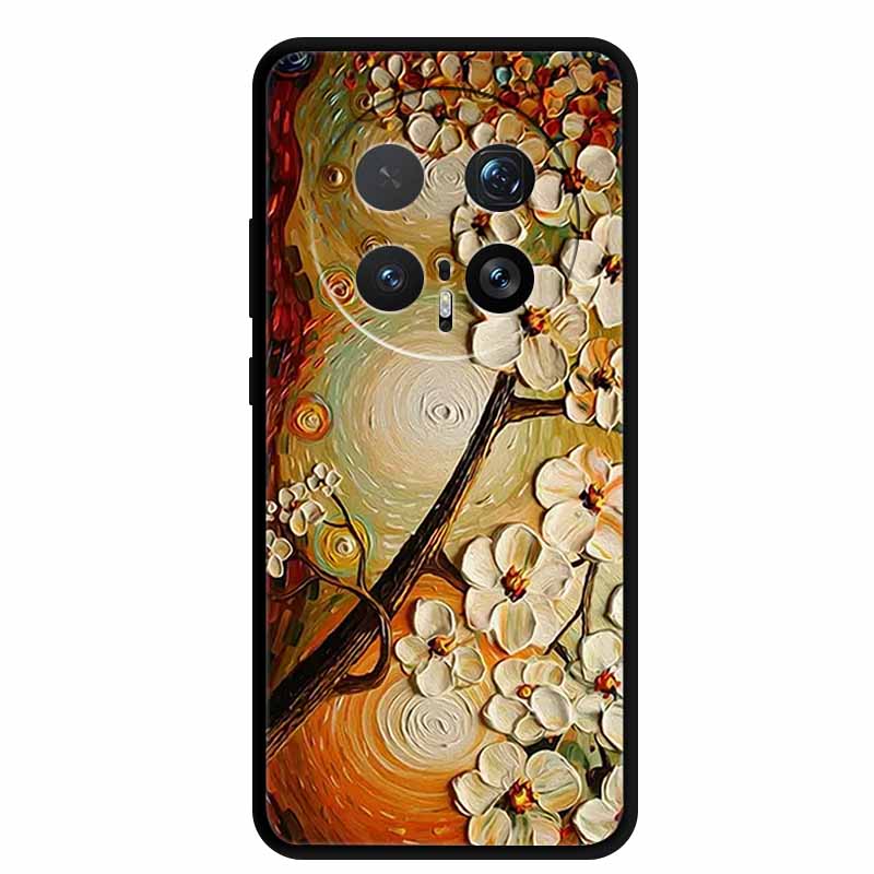 6.71" For Honor Magic8 Pro 5G Case 3D Emboss Relief Flower Black Silicone Soft Back Cover Case For Honor Magic 8 Pro Case Shells