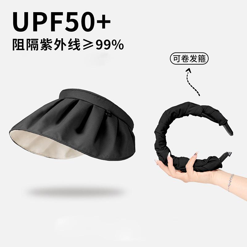 Sunscreen Hat Women's Summer Sunshade UV Protection Shell Headband Empty Top Face Cover Big Eaves Cycling Summer Sun Hat