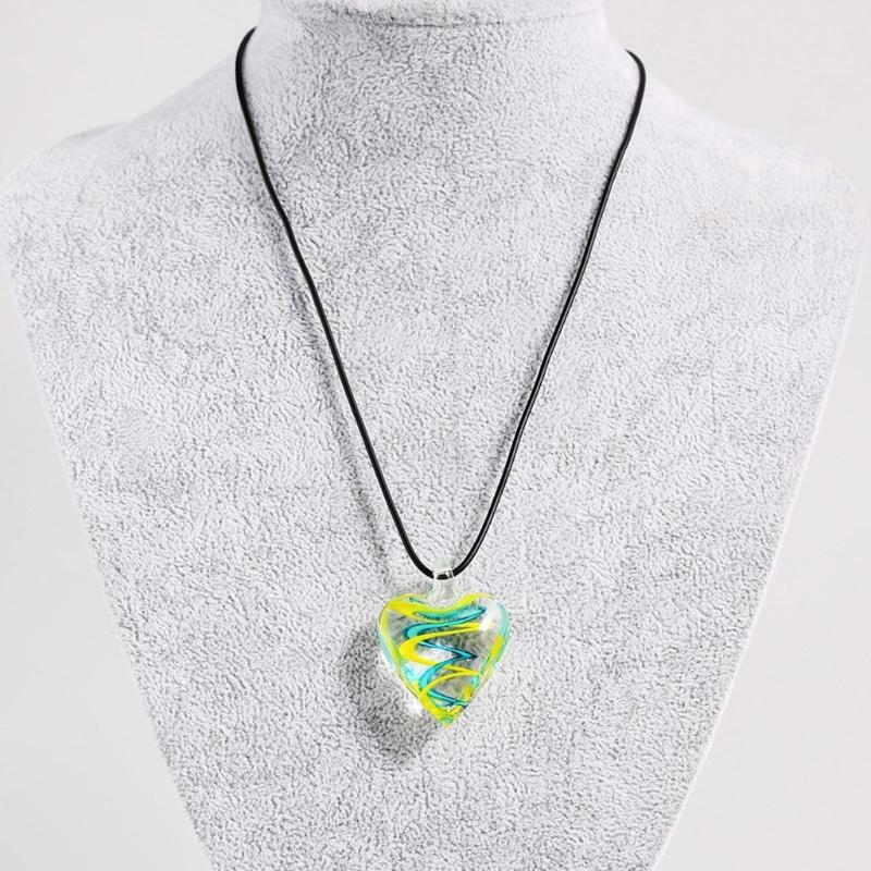 Goth Black Rope Big Heart Pendant Choker Necklace for Women Elegant Adjustable Chain Jewelry Glass Heart Charm Jewelry