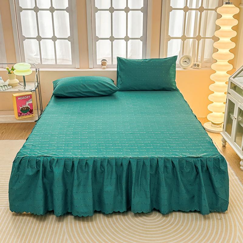 Soft Bed Skirt Printed Bed Cover with Rufffles Simple Style Mattress Protector falda de cama Lace Bed Sheets (No Pillowcase)