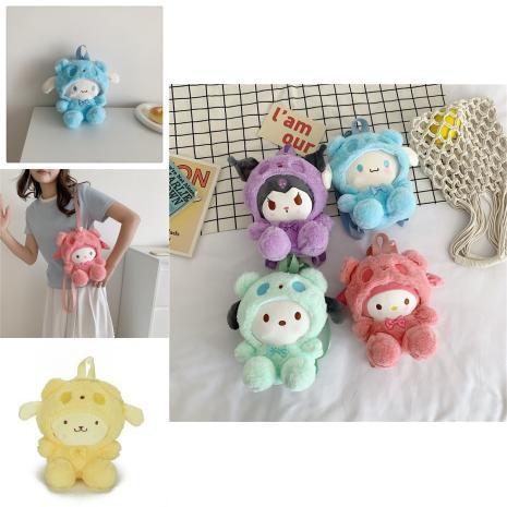 Melody Cinnamoroll Kuromi Pochacco Plush Cartoon Backpack For Girls With Soft Material And Breathable Design