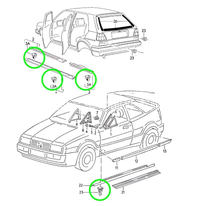 Automotive Accessories for Vehicle Car Door Moulding Clips Grommets 191853577A Door Sill Scuff Plate Panel Trim Clips