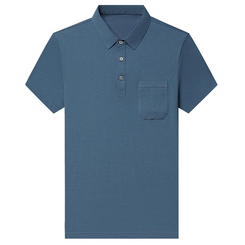 Polo Shirt Lapel Short-Sleeved T-Shirt Men'S Light Mature Style Solid Color Business Casual Bottoming Shirt