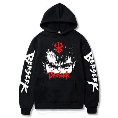 Japonské Anime Berserk Guts Mikiny Módní Černobílá Manga Streetwear Zimní Oversized Dámská Mikina s Dlouhým Rukávem