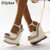 Fashion Eilyken Size 35-42 White Sandals For Women Summer Fashion Open Toe Ankle Buckle Strap Platform Wedge High Heels Dress Lady Shoes