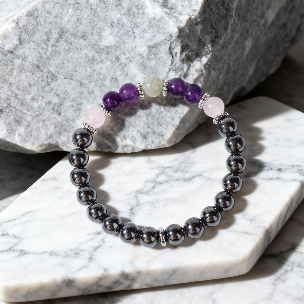 Festive Gifts Amethyst Rose Quartz Labradorite Hematite Beaded Bracelet Natural Fashion Jewelry For Men Women Daily Wear Gift