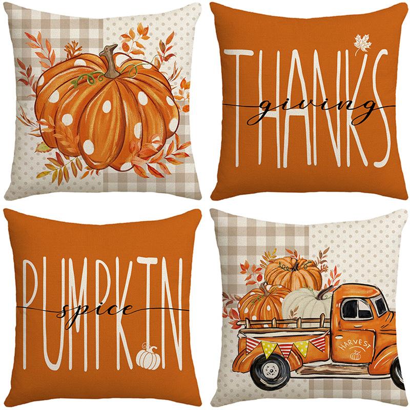 Herbst Bedruckt Ins Style Nachttischkissen Kissen B&B Wohnzimmer Sofa Buchstaben Kürbis Auto Kissenbezug