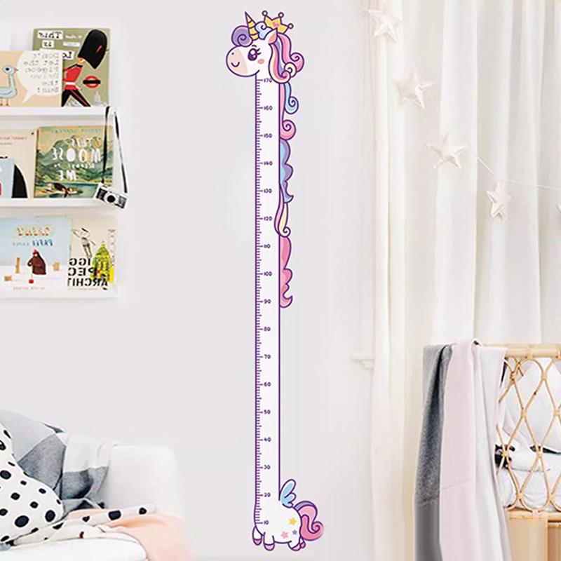 Cute Cartoon Height Sticker Unicorn Dinosaur Giraffe Wall Height Measuring Ruler Stickers For Kids Room Kindergarten Decor