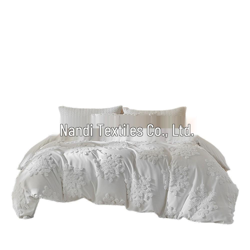 Nandi Solid Color Jacquard Flocking Duvet Cover Single: 135x200cm