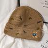 Hat Female autumn and winter wool hat Versatile embroidered letter knitted outdoor riding warm cute bear pullover hat