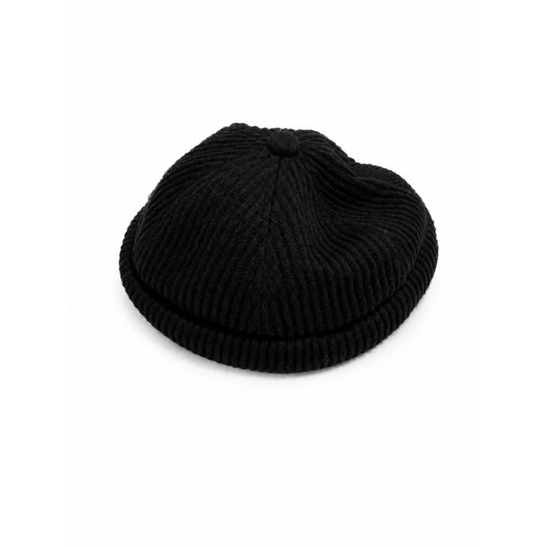 Used BEAMS HEART Rib knit cap black with cowhide belt