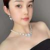 Rhinestone Pearl Women Necklace Korean Style Jewelry Set Dangle Earrings Bridal Wedding Jewelry Set