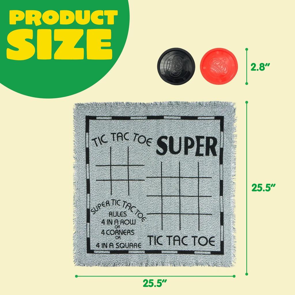 Joyfy 3-in-1 Vintage Giant Checkers Tic Tac Toe Game Kids Outdoor Games Family Adults Toys for Kid Friendly Entertaining Fun Play Safe