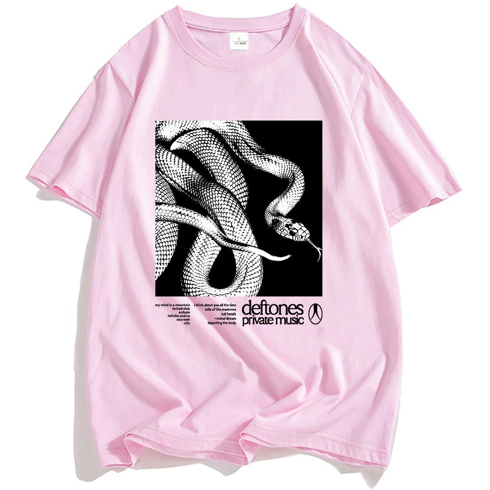 Soukromý hudební seznam skladeb Trička Deftones Rocková kapela Potisk Tričko Bavlna Volné Krátký rukáv Tričko Ženy Muži Unisex Streetwear