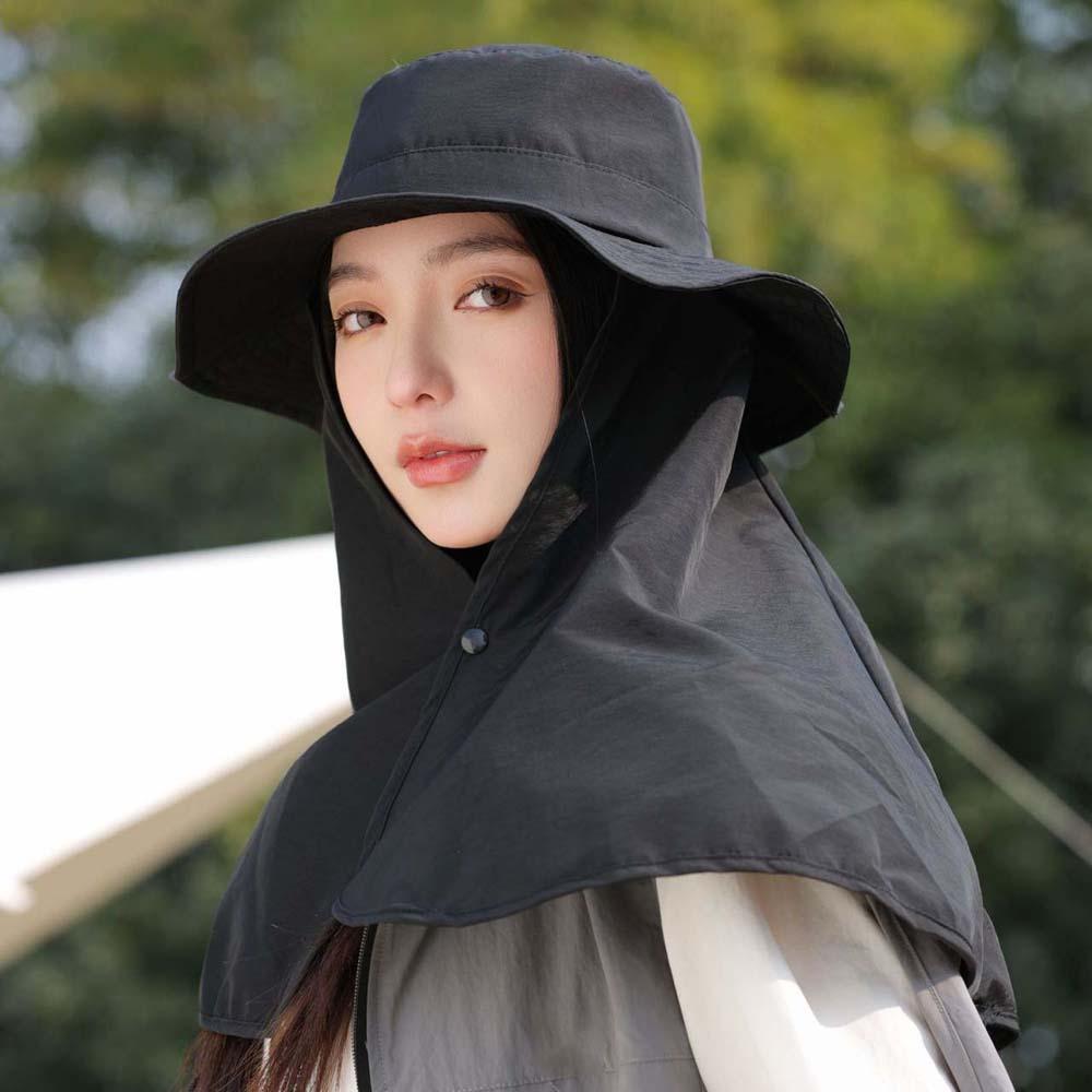 Breathable Mountaineering Cap Elastic Women Sun Cap Ponytail Cap Shawl Fisherman Hat Travel