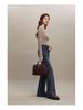 Women's Slim Fit Contrast Stripe Long Sleeve Knit Top for Autumn/Winter 2023