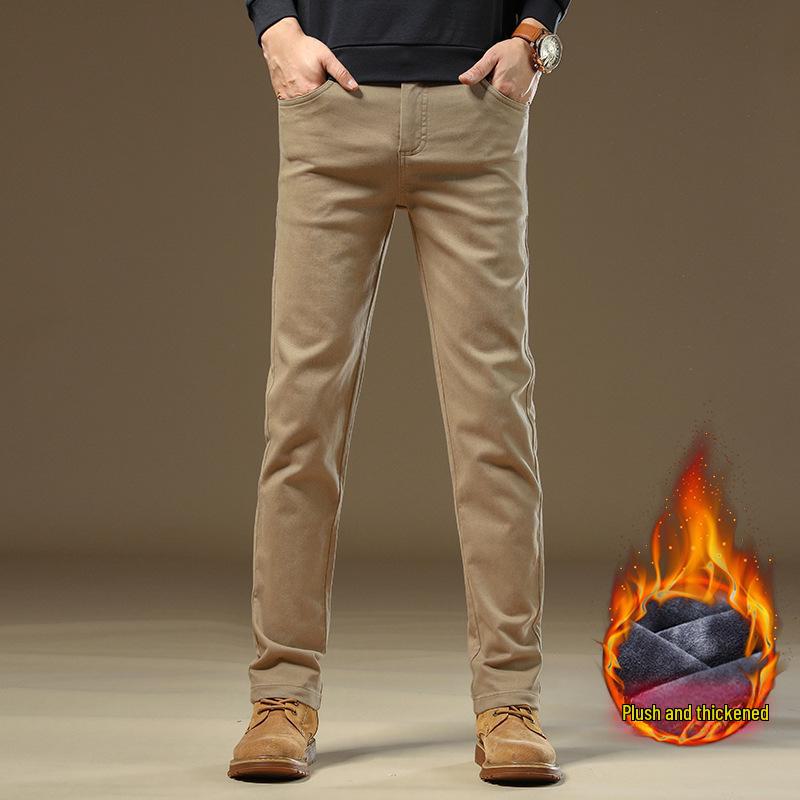 Herren 2025 Neue Herbst Slim Graue Freizeithose - High-End, Business Straight Fit, Plus Samt und Verdickt