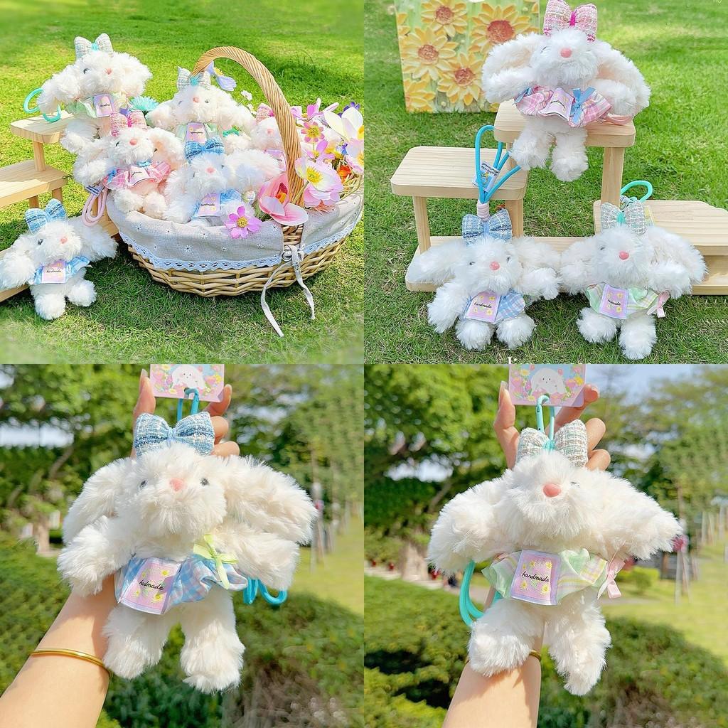 Plaid Drooping Dress Ear Rabbit Plush Keychain Backpack Pendant Cute Kids Gift