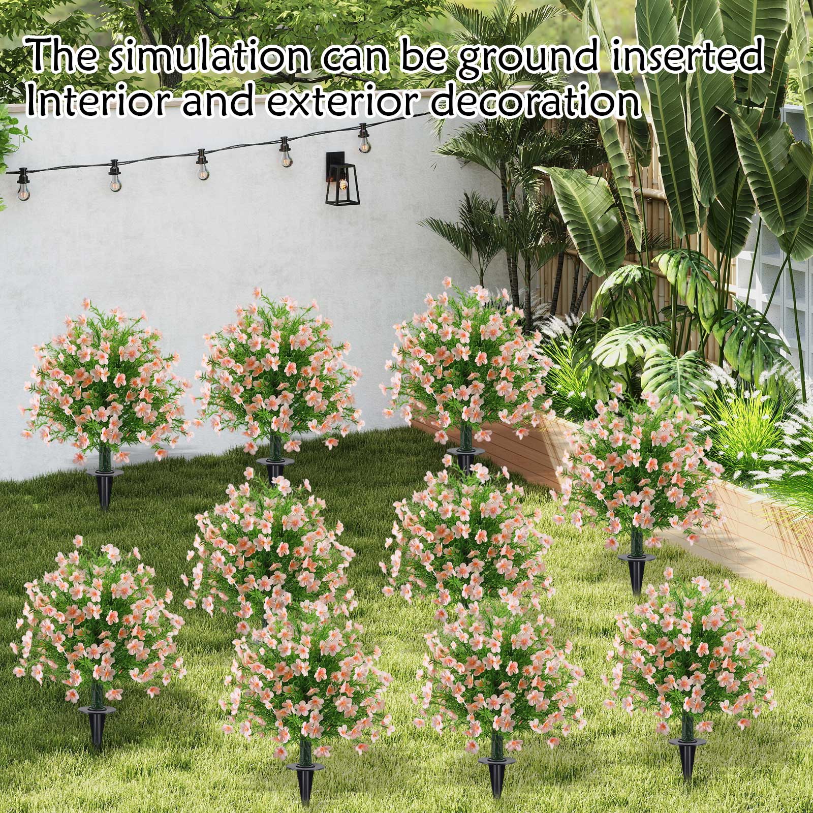 

2pc 60cm Artificial Potted Plant Set Realistic Indoor Outdoor Decorative Fake Greenery with Ground Stakes for Home Office Garden Display One Size