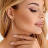 Simple Elegant Long Drop Earrings for Ladies Fashion Gold Color Dangle Earrings Bridal Engagement Party Jewelry Gift