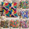 ART Abstract Colorful Pattern Pillow Case Comfort Sofa Bed Silky Elegant Invisible Zipper Custom Decorative Cushion Cover