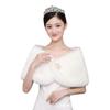 Soft Cloak Rabbit Fur Bow Scarves Faux Fur Bride Shoulder Fake Collar Plush Bowknot Shawl  Daily