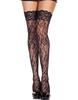 Black Stockings Floral Fishnet Lace Garters Mh4545 Blk
