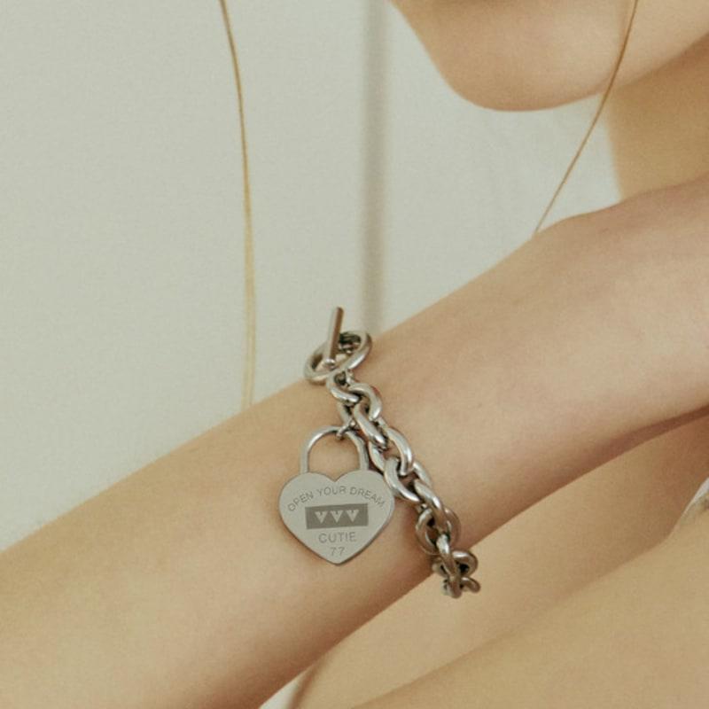 VVV Signature Logo Heart Chain Toggle Surgical Bracelet