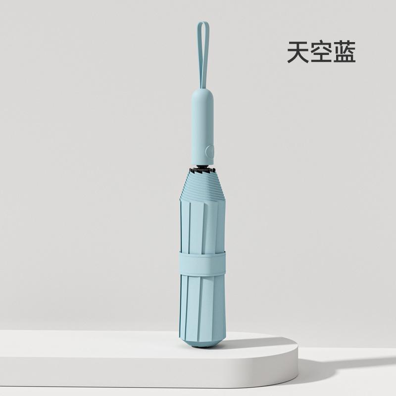 Nouveau parapluie automatique triple 10 baleines vinyle poignée tournesol Morandi ombrage