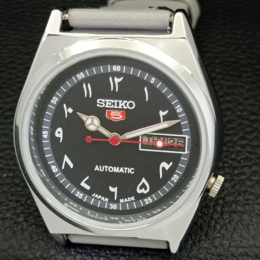 REFURBISHED VINTAGE SEIKO 5 AUTOMATIC JAPAN MENS BLACK DIAL WATCH A433585-2 R117-a433585