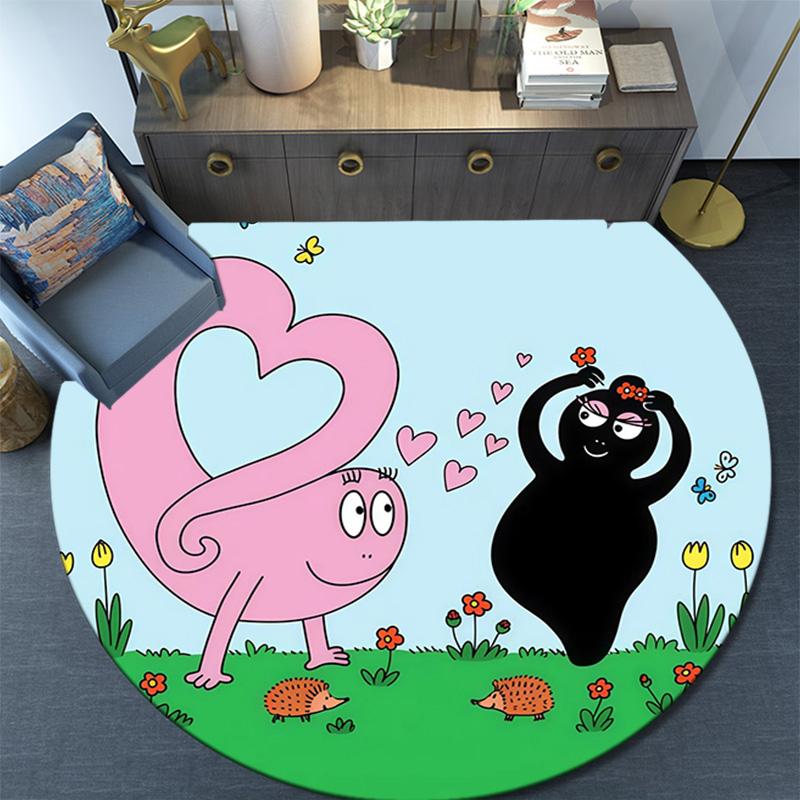 Barbapapa2 Round Area Rug,Carpet Rug for Living Room Bedroom Sofa Playroom Decor,Non-slip Floor Mat