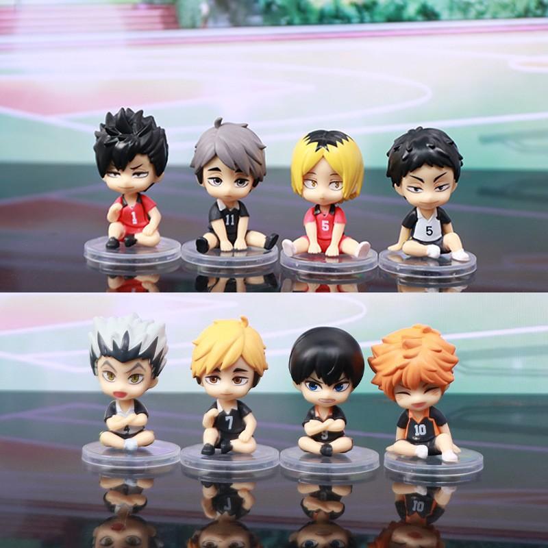 8pcs Haikyuu Anime Figures Desktop Car Ornaments Hinata Shoyo Kanbara Takashi Shoyo Hinata Cute Cartoon Doll Collectible Gift