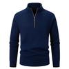 Autumn And Winter Men'S Stand-Up Collar Half-Zipper Knitted Sweater Simple Solid Color Fleece Thickened Casual Sweater Top