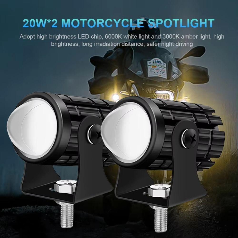 2Pcs Fisheye Lens Motorcycle Mini Driving Light LED Headlight Projector  Motorcycle Lighting