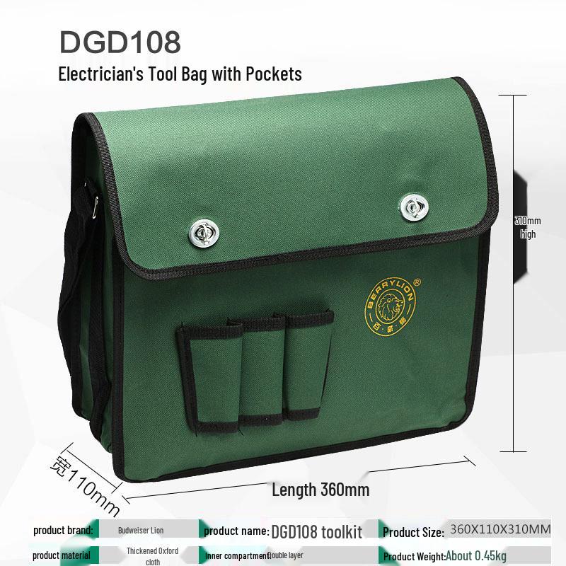 Durable Multifunctional Canvas Electrician Tool Bag - Large Size, Wear-Resistant, Single Shoulder Design