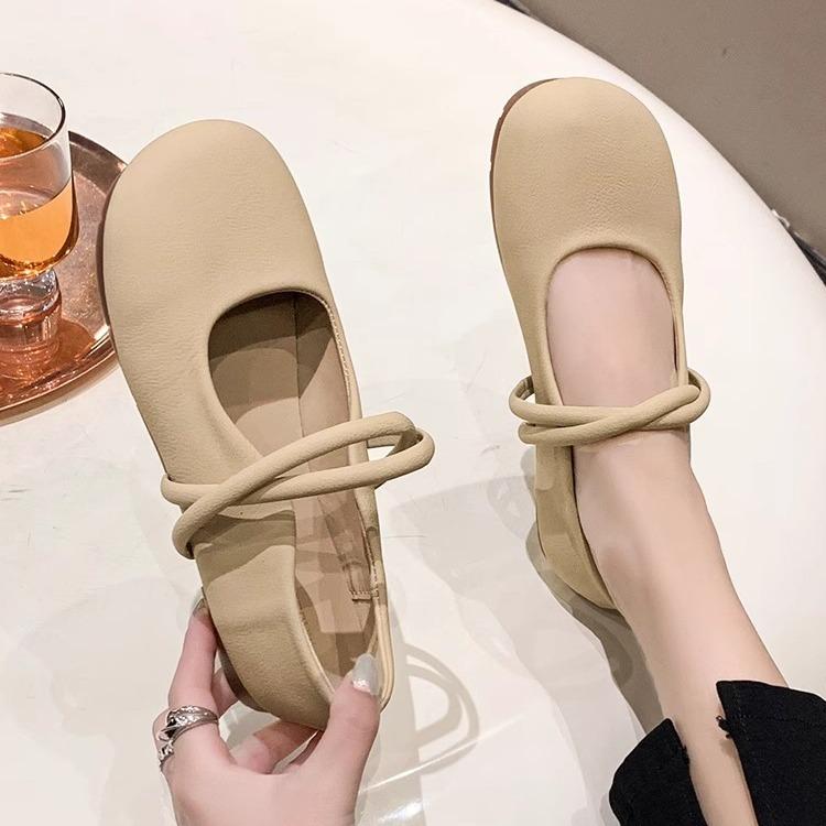 Evening Wind Gentle Shoes Girl 2025 New Fairy Wind with Skirt Mary Jane Single Shoes Flat Bottom Round Head Doudou Shoes