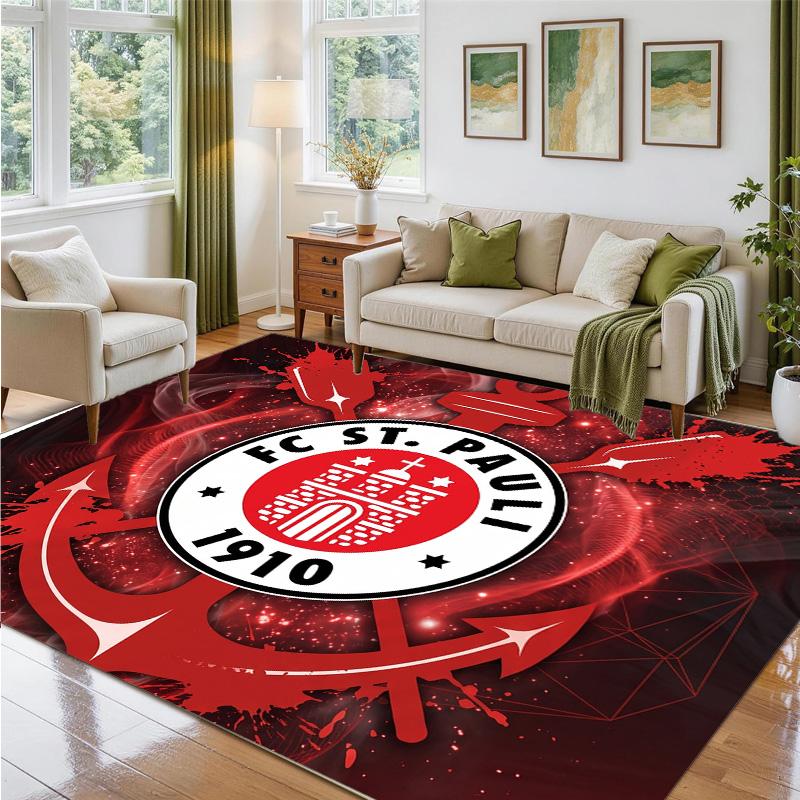 FC St. Pauli Football Design Crystal Velvet Rug Soft Decorative Mat for Bedroom Entrance