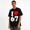 Simple Love Heart Print Casual Short Sleeve T-Shirt Unisex Daily Top Pure Cotton T-shirt
