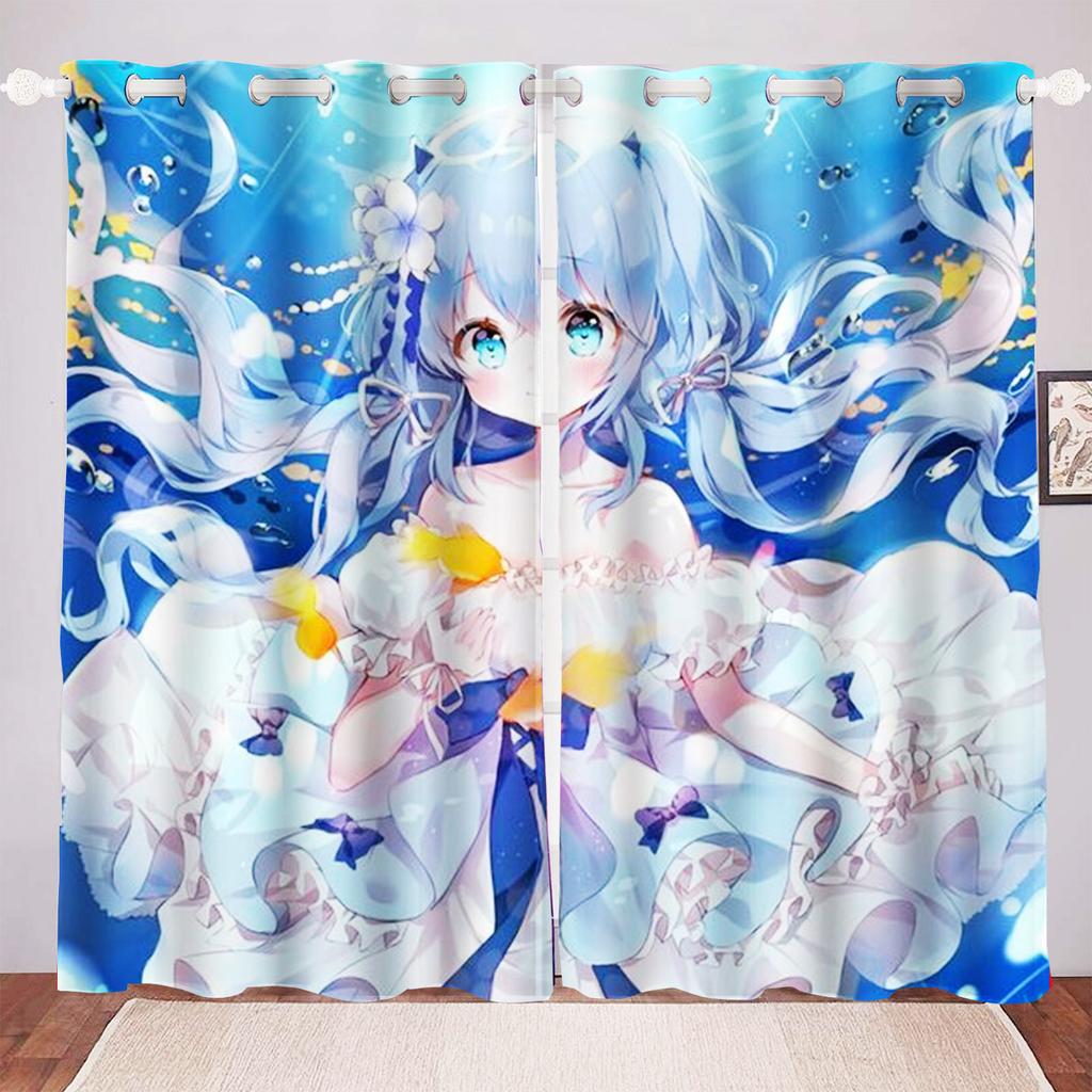 Anime Girl Digital Print Curtain Cartoon Window Animation Bedroom Fashion Style Cute Home Decoration Polyester Curtains Light Blocking Made Of Decor