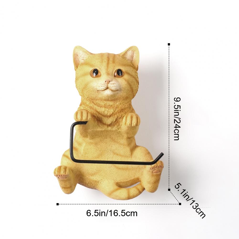 3d Cat Tissue Holder Cat Toilet Paper Holder Realistic 3d Cat Wall-mounted Toilet Paper Holder for Bathroom Kitchen Unique