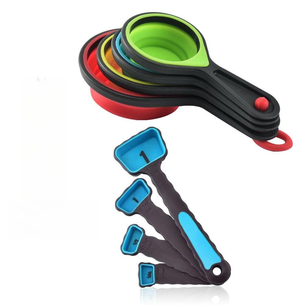 1set Silicone Measuring Spoon Foldable Baking Measuring Spoon Set For Coffee Powder, Beans, Sugar Baking Measuring Spoon