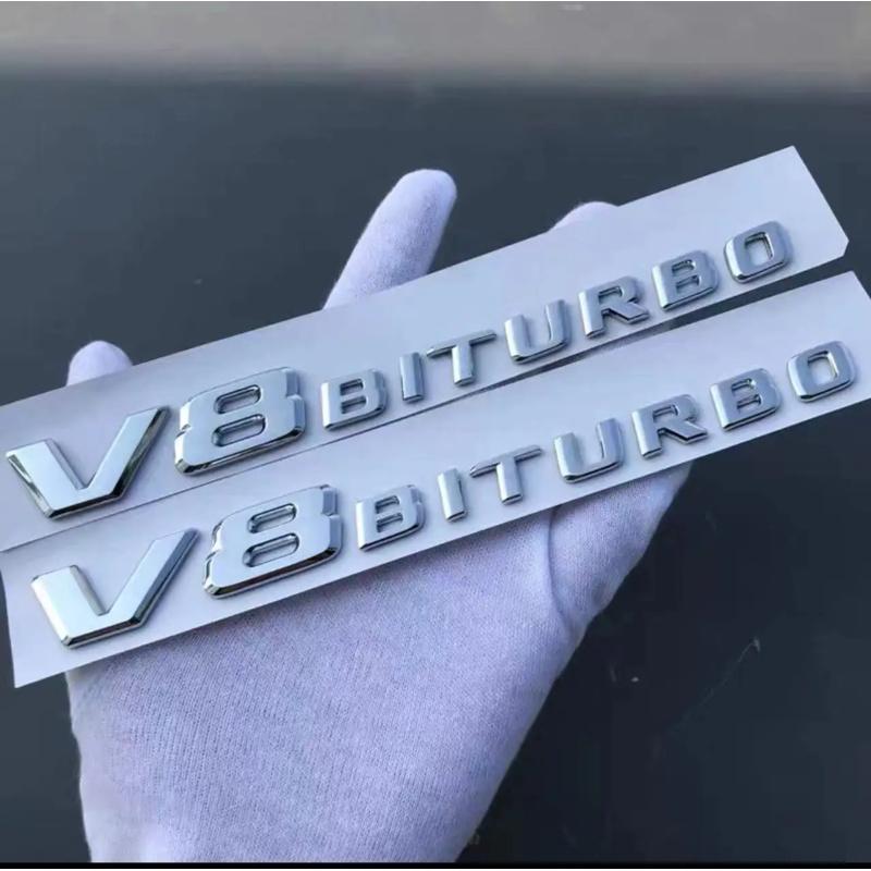 3D ABS V8 BITURBO Logo Letters Car Fender Side Emblem For Mercedes-Benz C63 W205 W204 E63 W213 W212 S63 W223 W222 Accessories